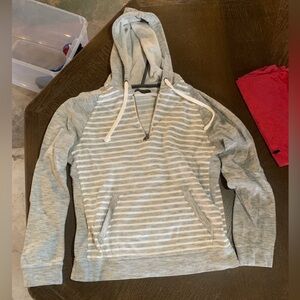 Banana Republic Gray and White Striped Hoodie
